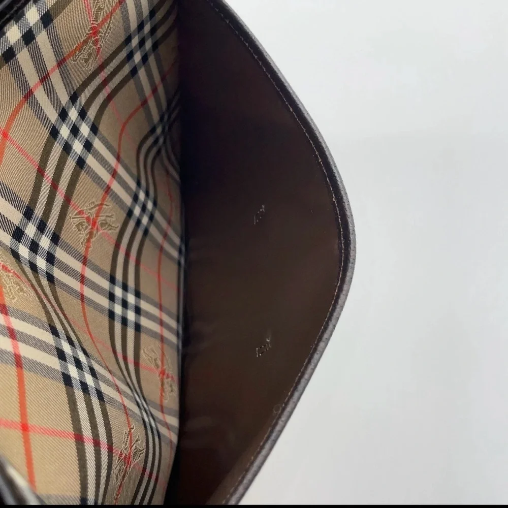 Auth Burberry Nova Check Shadow Horse Canvas Beige Clutch bag